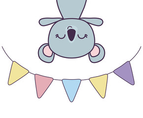 cute koala animal with garlands decoration