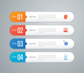 Infographics design vector and business icons with 4 options.