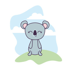 cute koala animal in landscape scene