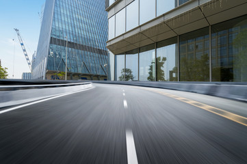 empty highway with cityscape and skyline of shenzhen,China.