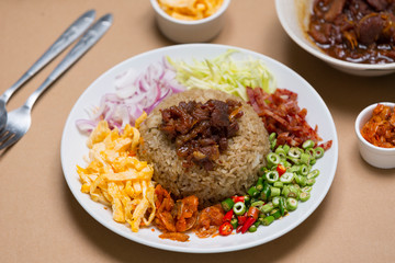 rice with meat and vegetables
