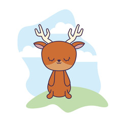 Obraz na płótnie Canvas cute reindeer animal in landscape scene