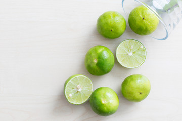 limes on white background