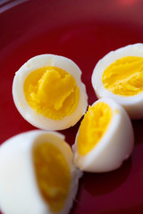 Hard Boiled Eggs sliced in 2 with Pepper and Salt