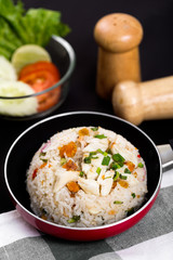 fried rice with chicken and vegetables