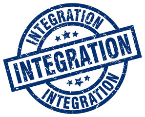 integration blue round grunge stamp