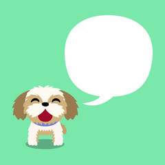 Vector cartoon character shih tzu dog with white speech bubble for design.