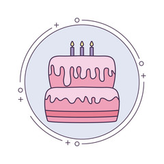 cake of birthday in frame circular