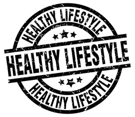 healthy lifestyle round grunge black stamp