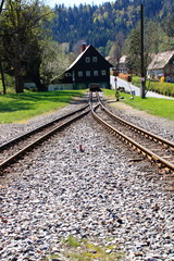 Fototapeta na wymiar Endstation und Abstellgleis im Bahnhof von Jonsdorf bei Zittau