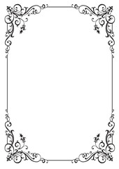 Calligraphic floral frame and page decoration. Vector illustration. Vector of decorative vertical element, border and frame.