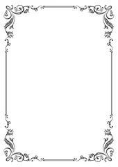 Foto op Canvas Calligraphic floral frame and page decoration. Vector illustration. Vector of decorative vertical element, border and frame. © elinka_art