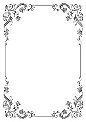 Calligraphic floral frame and page decoration. Vector illustration. Vector of decorative vertical element, border and frame.