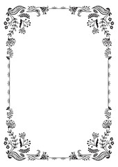 Calligraphic floral frame and page decoration. Vector illustration. Vector of decorative vertical element, border and frame.