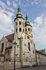 Fototapeta na wymiar Catholic church of St. Andrew the 11th century in Krakow, Poland. Sights of Poland