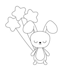 cute rabbit animal with balloons helium