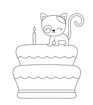 cute cat in cake of birthday