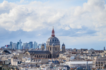 Fototapeta na wymiar The Saint Augustin church with Paris skyline in France with city background