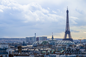 Scenic rooftop view of Paris, France. Paris Skyline with Eiffel Tower
