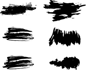 Vector set of grunge brush strokes. Abstract ink strokes set isolated on white background. 