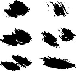 Vector set of grunge brush strokes. Abstract ink strokes set isolated on white background. 