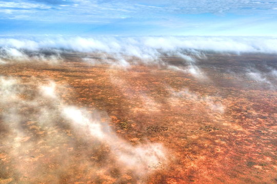 Cloudy Outback In Australia From The Sky