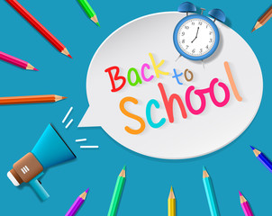 Welcome Back to School - Back to School Vector Illustration. Back to school education with colored pencil - Back to school isolated vector.