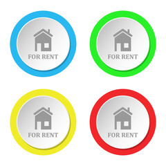 FOR RENT icon. Set of round color flat icons.