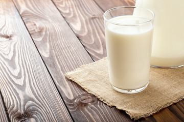 milk in glass on table