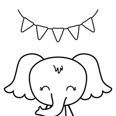 cute elephant animal with garlands hanging