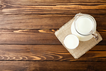 milk in glass and jug