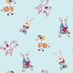 background with a drawing of children's toys. Seamless pattern,