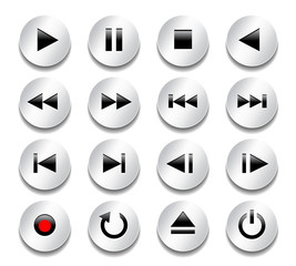 Metallic multimedia buttons on white