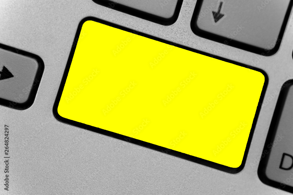 Leinwandbilder Design business concept Empty copy text for Web banners promotional material mock up template. Keyboard yellow key Intention create computer computing reflection document