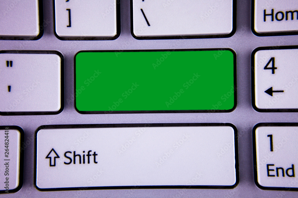 Leinwandbilder Design business concept Empty template copy space text for Ad website isolated. Keyboard key Intention create text computer reflection message