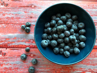 Bowl of fresh blueberries  at the Market.