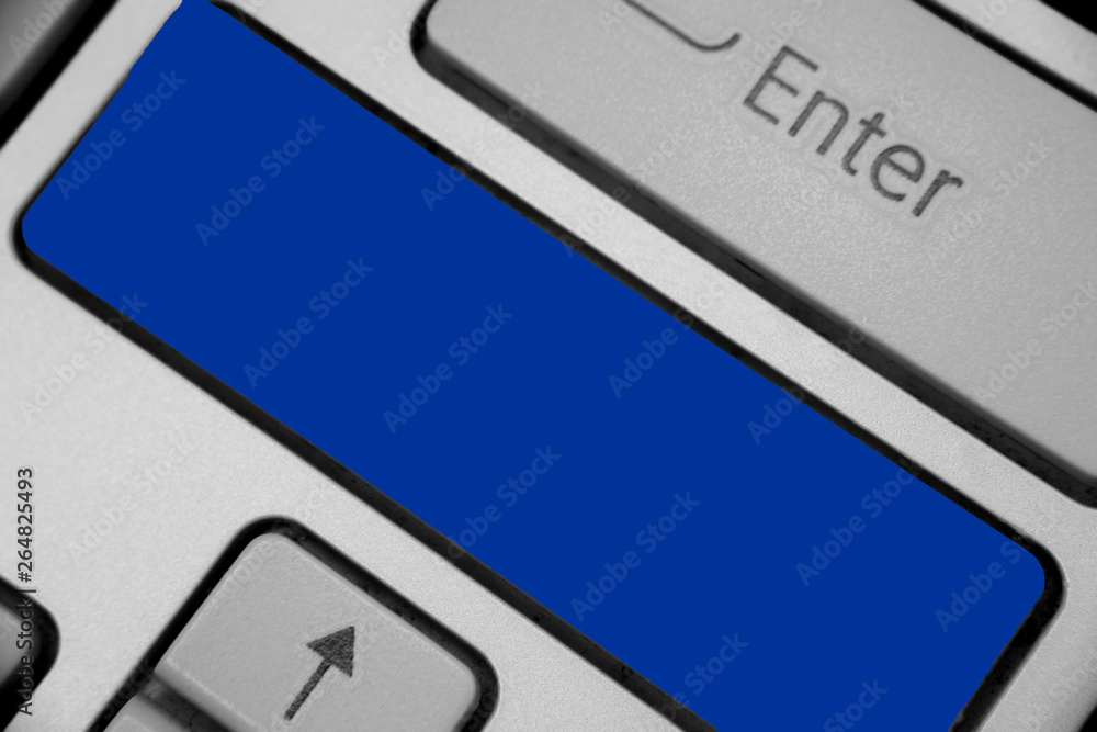 Leinwandbilder Design business concept Empty copy space modern abstract background. Keyboard blue key Intention create computer computing reflection document