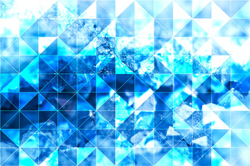 Blue turquoise abstract polygonal background of isosceles triangles.
