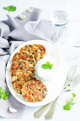 Eggplant cheese cilantro oats fritters