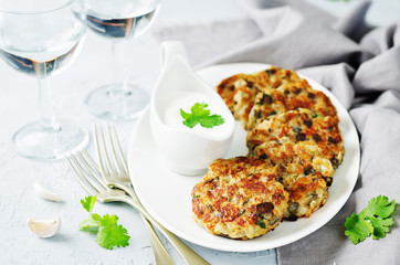 Eggplant cheese cilantro oats fritters