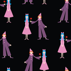 Background of the enamored circus dolls