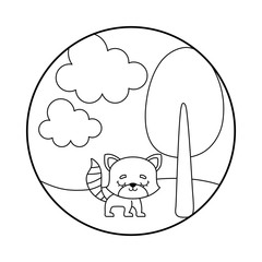 cute cat animal in landscape scene