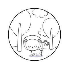cute lion animal in landscape