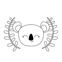 head of cute koala with crown leafs