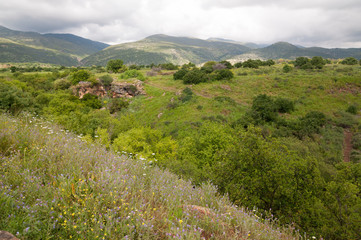 Sa'ar waterfall and the Golan Heights