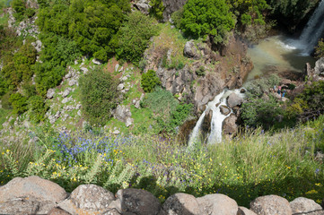 Naklejka premium Sa'ar waterfall and the Golan Heights