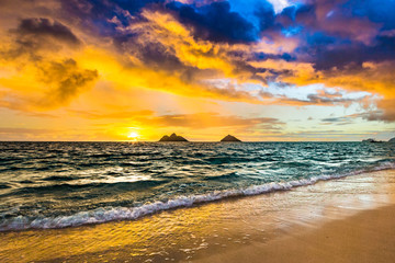Sunrise at Lanikai Beach, Kailua, Oahu, Hawaii
