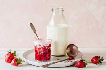 Crushed Strawberries with Milk