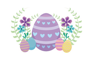 decorated eggs of easter with flowers