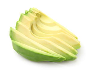 Fresh cut avocado on white background